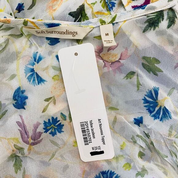 🚨Final Sale Soft Surroundings Open Front Kimono Sheer Cardigan Embroidered M - Picture 10 of 12